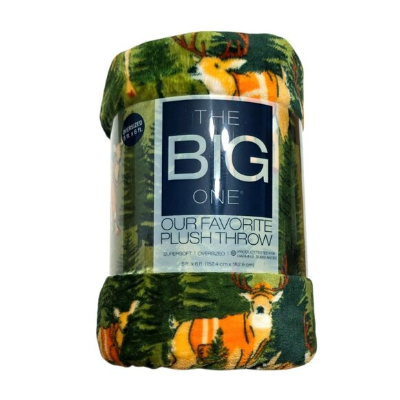 New Deer Hunting Plush Throw Blanket Man Cave Dad Gift Cabin Woodland Forest 5x6 - Picture 8 of 8